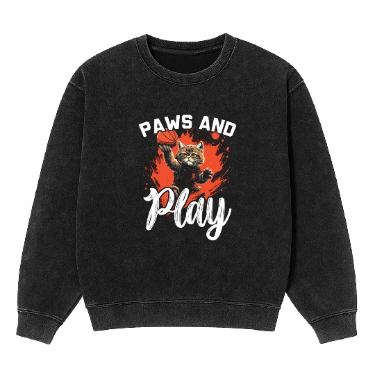 Basketball Cat Basketball Player I Love Basketball Mineral Wash Sweatshirts