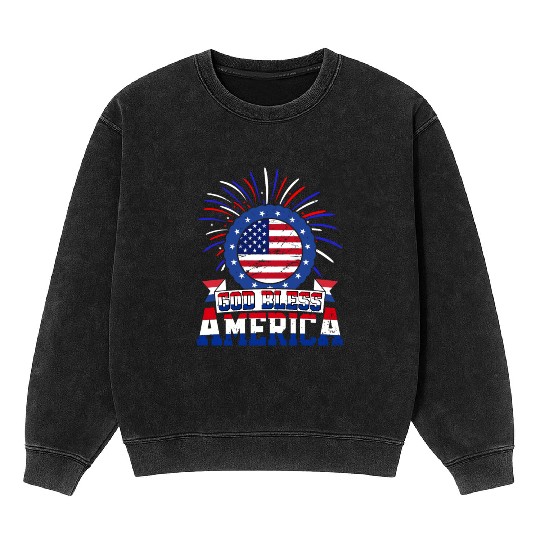 God Bless America Independence Day USA Patriot Mineral Wash Sweatshirts