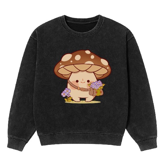 Flower Picking Mushroom Mineral Wash Sweatshirts