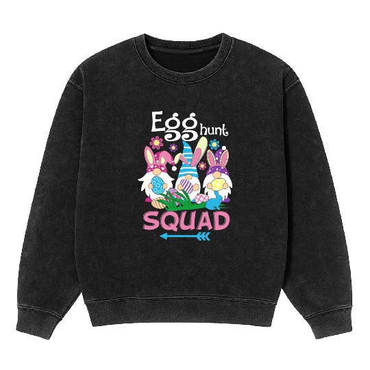 Egg Hunt Squad green Mineral Wash Sweatshirts