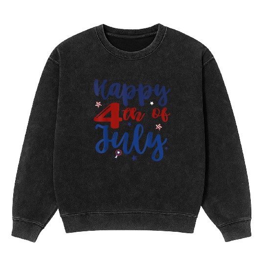 Fireworks Happy 4th Of July US Flag American 4th Mineral Wash Sweatshirts