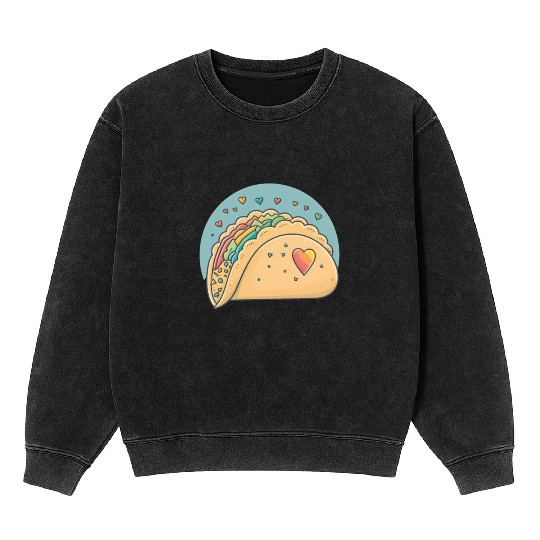 Taco-Lover I Love Tacos Heart Spicy Foodie Mineral Wash Sweatshirts