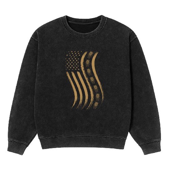 Cicada Line In Waving Distressed Us Flag For Mineral Wash Sweatshirts