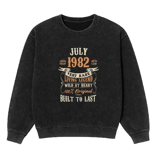 July 1982 Birthday Surprise Mineral Wash Sweatshirts