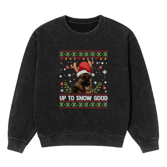 German Shepherd Dog Reindeer Ugly Mineral Wash Sweatshirts