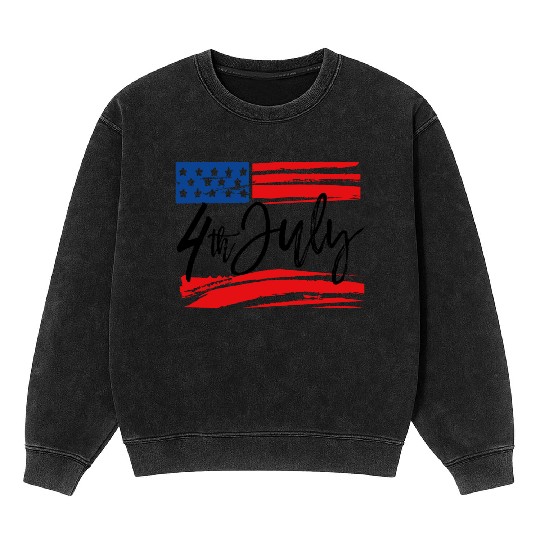 4th Of July on Flag Mineral Wash Sweatshirts