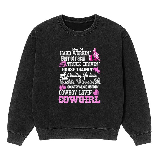 Barrel Racing Cowgirl Mineral Wash Sweatshirts