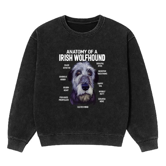 Anatomy of a Irish Wolfhound Dog Funny Gift Mineral Wash Sweatshirts
