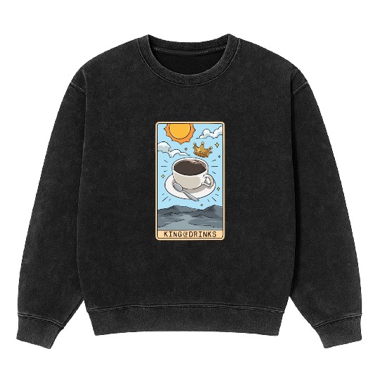 Tarot Card Reader Hot Coffee Drinker Caffeine Mineral Wash Sweatshirts