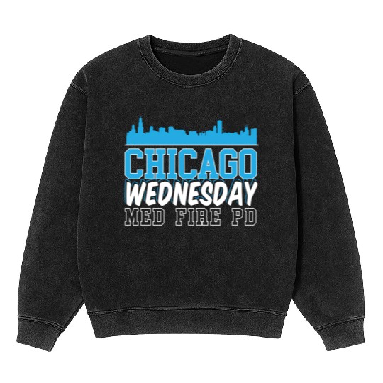 Chicago Wednesday Med Fire Pd Chicago Skyline Mineral Wash Sweatshirts
