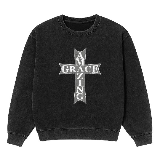 Amazing Grace Cross Mineral Wash Sweatshirts