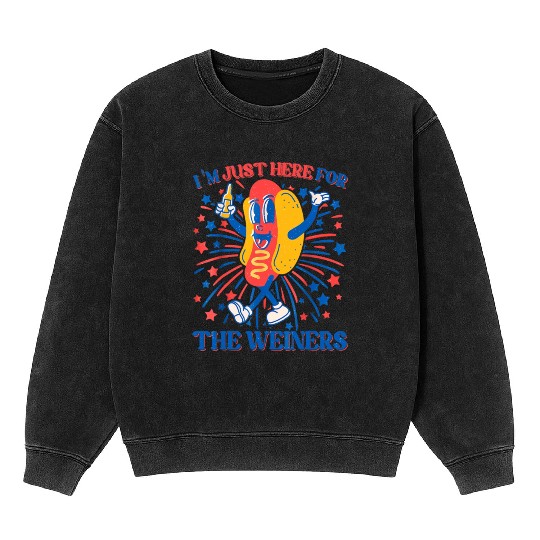 I'm Just Here For The Wieners Mineral Wash Sweatshirts