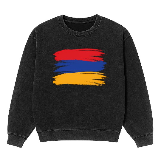 Armenian Flag Print Armenia Mineral Wash Sweatshirts