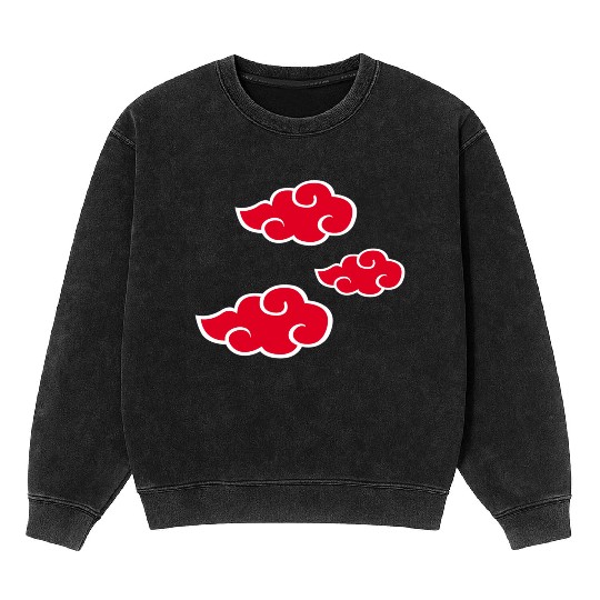 Ninja Red Clouds Anime Mineral Wash Sweatshirts