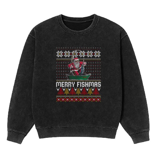Merry Fishmas Ugly Mineral Wash Sweatshirts