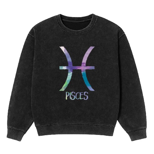 Pisces Zodiac Symbol Astrology Fish Water Sign Mineral Wash Sweatshirts