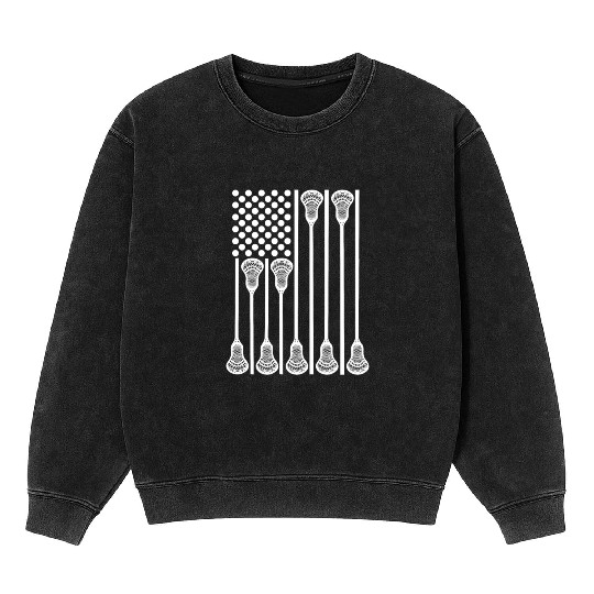 Patriotic US Lacrosse Player Mineral Wash Sweatshirts