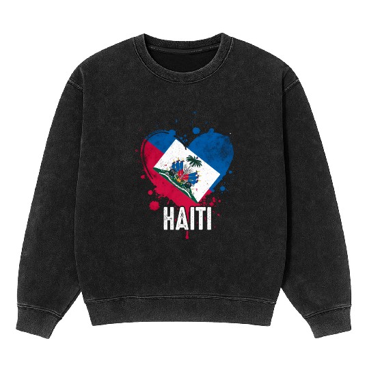 Haitian Vacation Haiti Flag Mineral Wash Sweatshirts