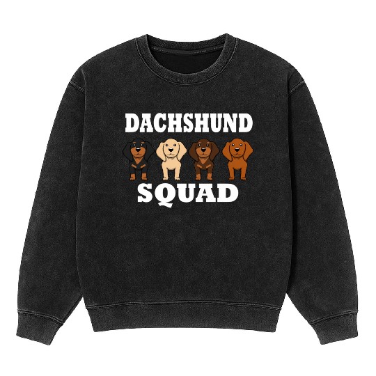 Dachshund Squad Dog Team Saying Mineral Wash Sweatshirts
