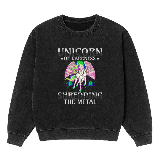 Goth Rock Satan Unicorn Festivals Death Metal Mineral Wash Sweatshirts