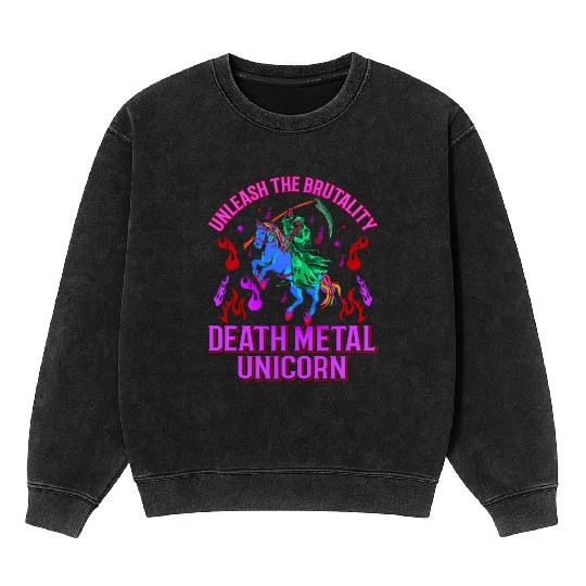 Goth Rock Satan Unicorn Festivals Death Metal Mineral Wash Sweatshirts