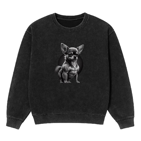 Chihuahua - Fitness Bodybuilding Gym Dog Sixpack Mineral Wash Sweatshirts