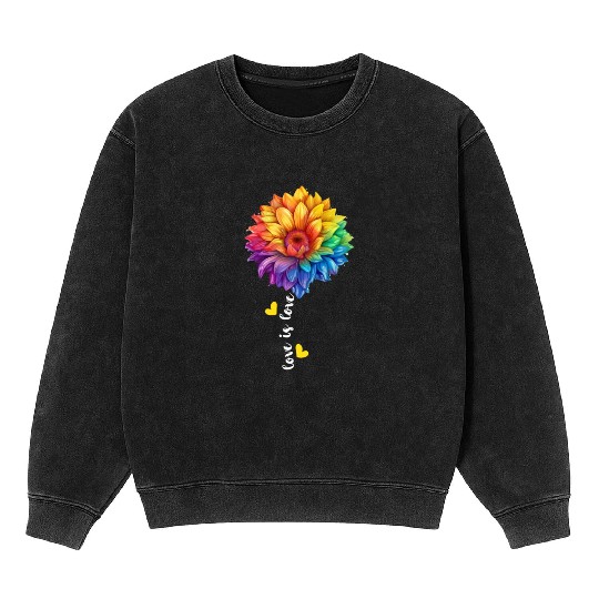 Rainbow Sunflower Lover LGBTQ Community Lesbian Mineral Wash Sweatshirts