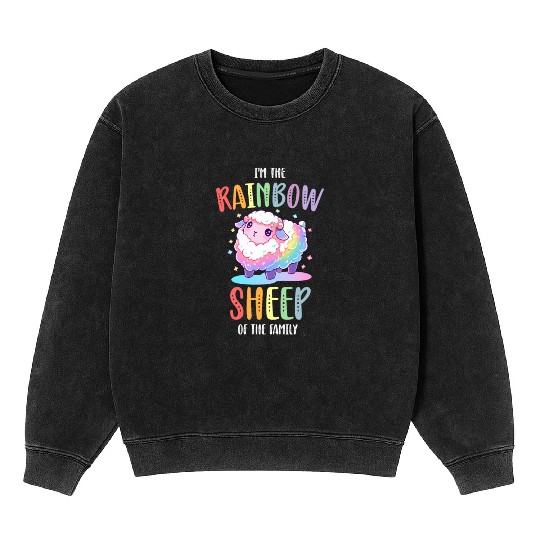 Rainbow Sheep LGBTQ Transgender Pride Community Mineral Wash Sweatshirts