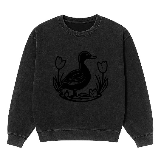 Duck Bird Nature Pond Mineral Wash Sweatshirts