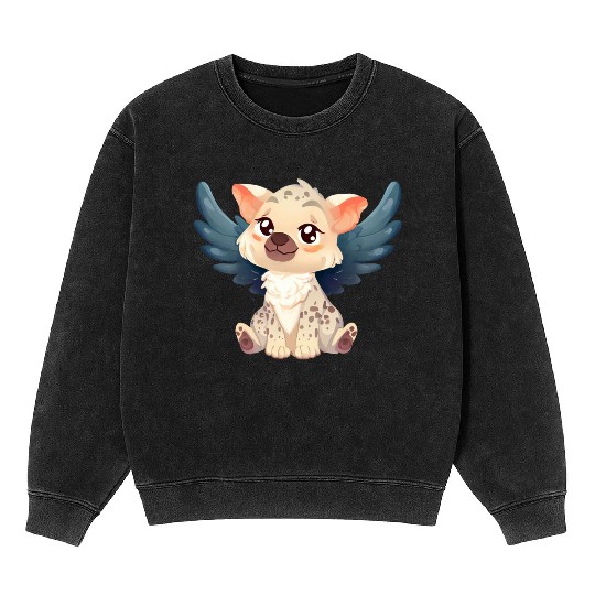 Kawaii Hyena Angel - Sweet Flight through the Mineral Wash Sweatshirts