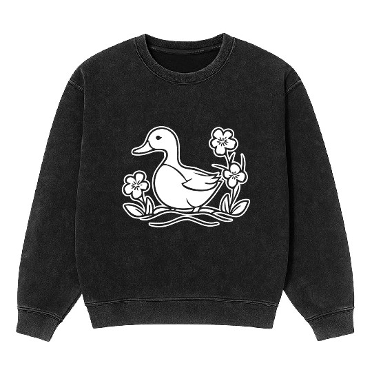 Duck Bird Nature Pond Mineral Wash Sweatshirts