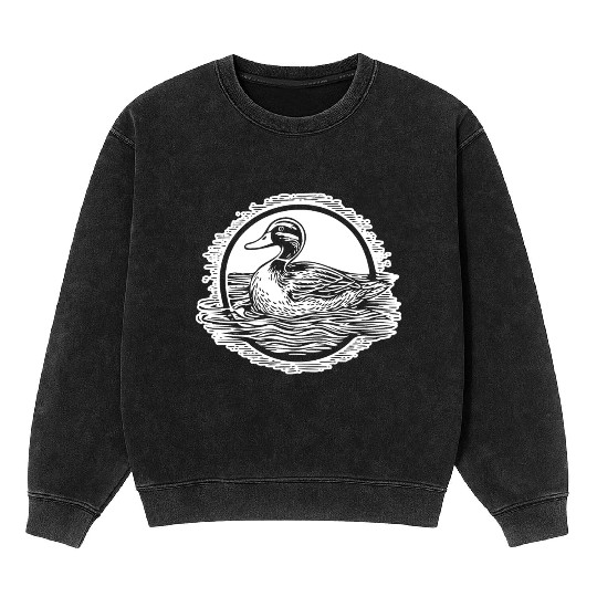 Duck Bird Nature Pond Mineral Wash Sweatshirts