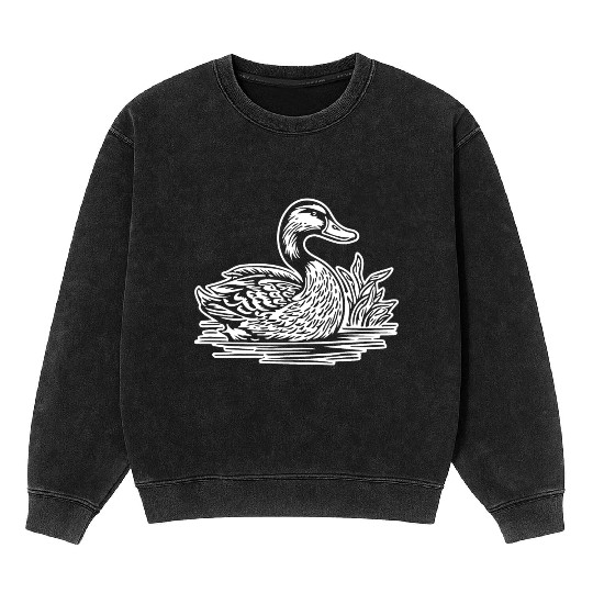 Duck Bird Nature Pond Mineral Wash Sweatshirts