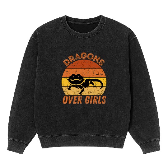 Dragons Over Girls Mineral Wash Sweatshirts for Bearded Dragon Lovers