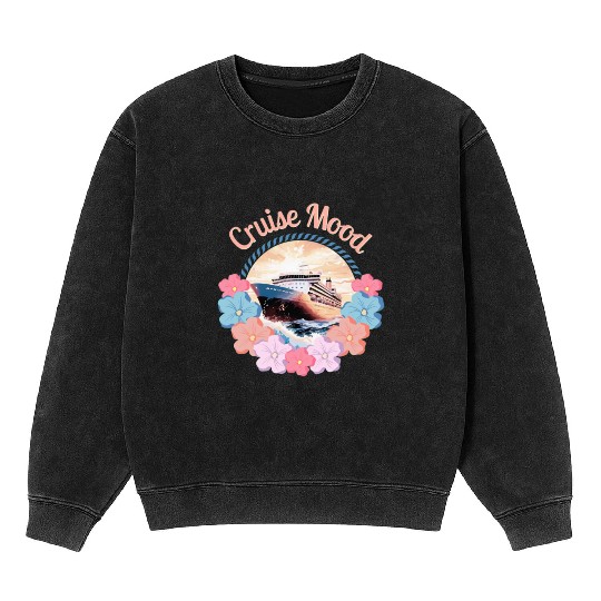Cruise Mood design with cruise ship and flowers Mineral Wash Sweatshirts