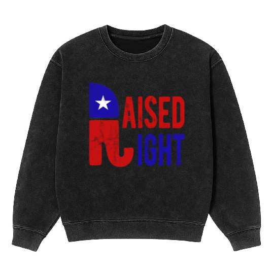 Raised Right Proud Republican Elephant Logo Usa Mineral Wash Sweatshirts