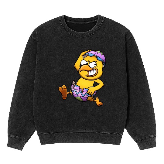 Running Little Chick In An Easter Egg Mineral Wash Sweatshirts