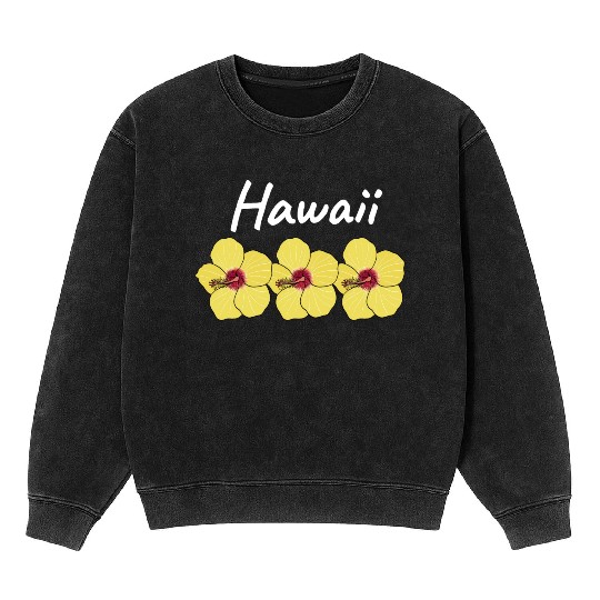 Hawaii Hibiscus State Flower Mineral Wash Sweatshirts