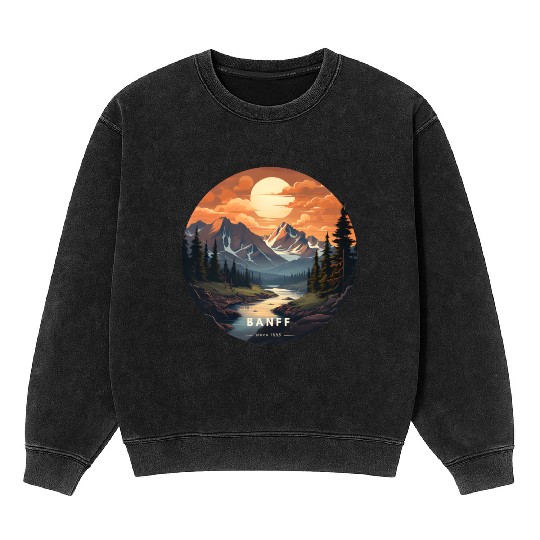 Banff sunset Mineral Wash Sweatshirts