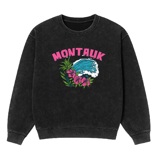Montauk New York Summer Nyc Tropical Montaukett Mineral Wash Sweatshirts