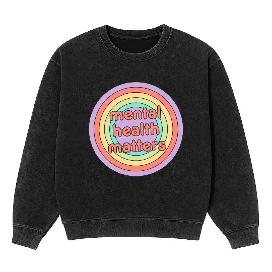 Mental Health Matters | Retro Circle Peach Candy Mineral Wash Sweatshirts