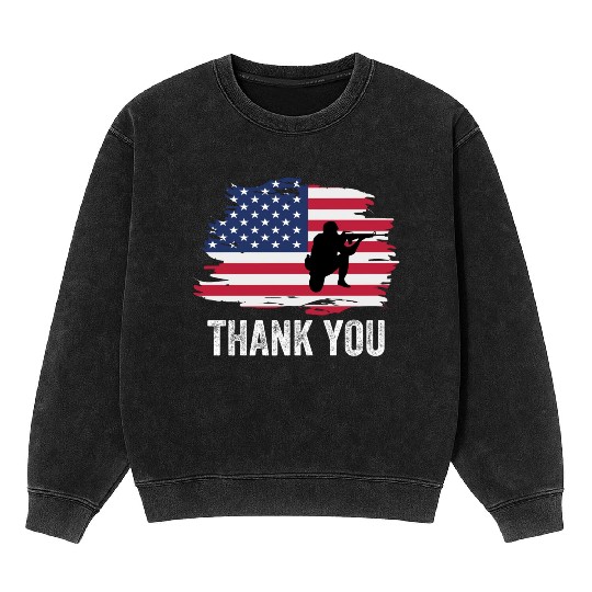 Thank You Us Flag Memorial Day Mineral Wash Sweatshirts