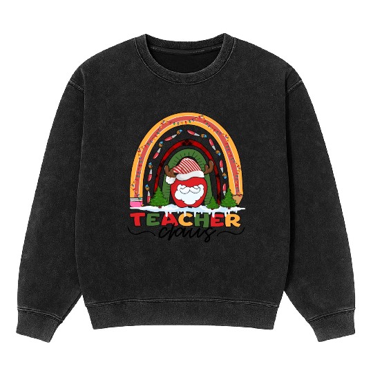 Christmas Teacher Santa Claus Mineral Wash Sweatshirts