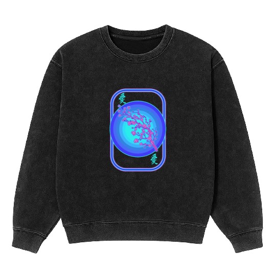 Cherry Blossom Mineral Wash Sweatshirts, Vaporwave Sakura Flowers