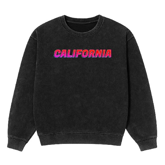 California Neon Text Sign Typography Outline Mineral Wash Sweatshirts