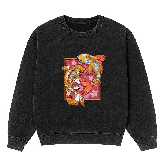 Sakura fish farmer gift Japan Koi carp Mineral Wash Sweatshirts
