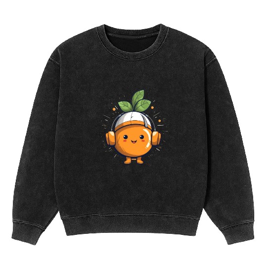 Orange Fruit Fruitarian Funny Cute Party Music Mineral Wash Sweatshirts