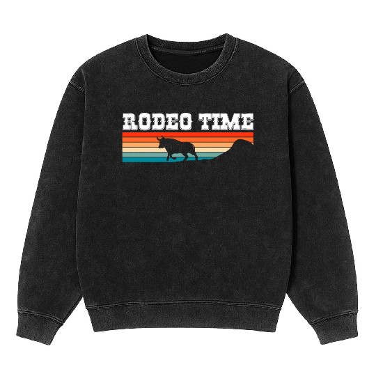 Rodeo Time Cowboy Wild West Horseman Ranch Lasso Mineral Wash Sweatshirts