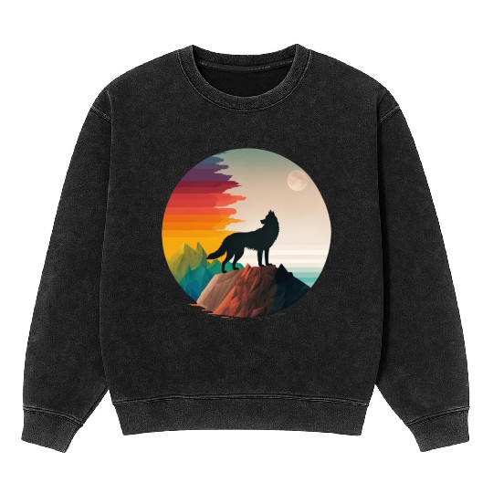 LGBTQIA+ Majestic wolf on the mountain top Mineral Wash Sweatshirts