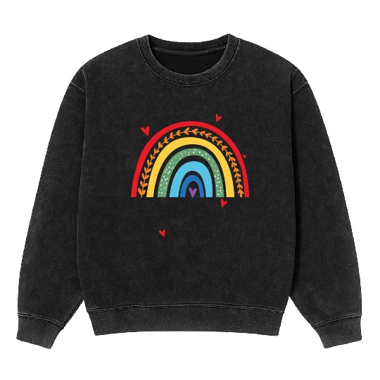 The Best Teacher rainbow Gift Heart Mineral Wash Sweatshirts